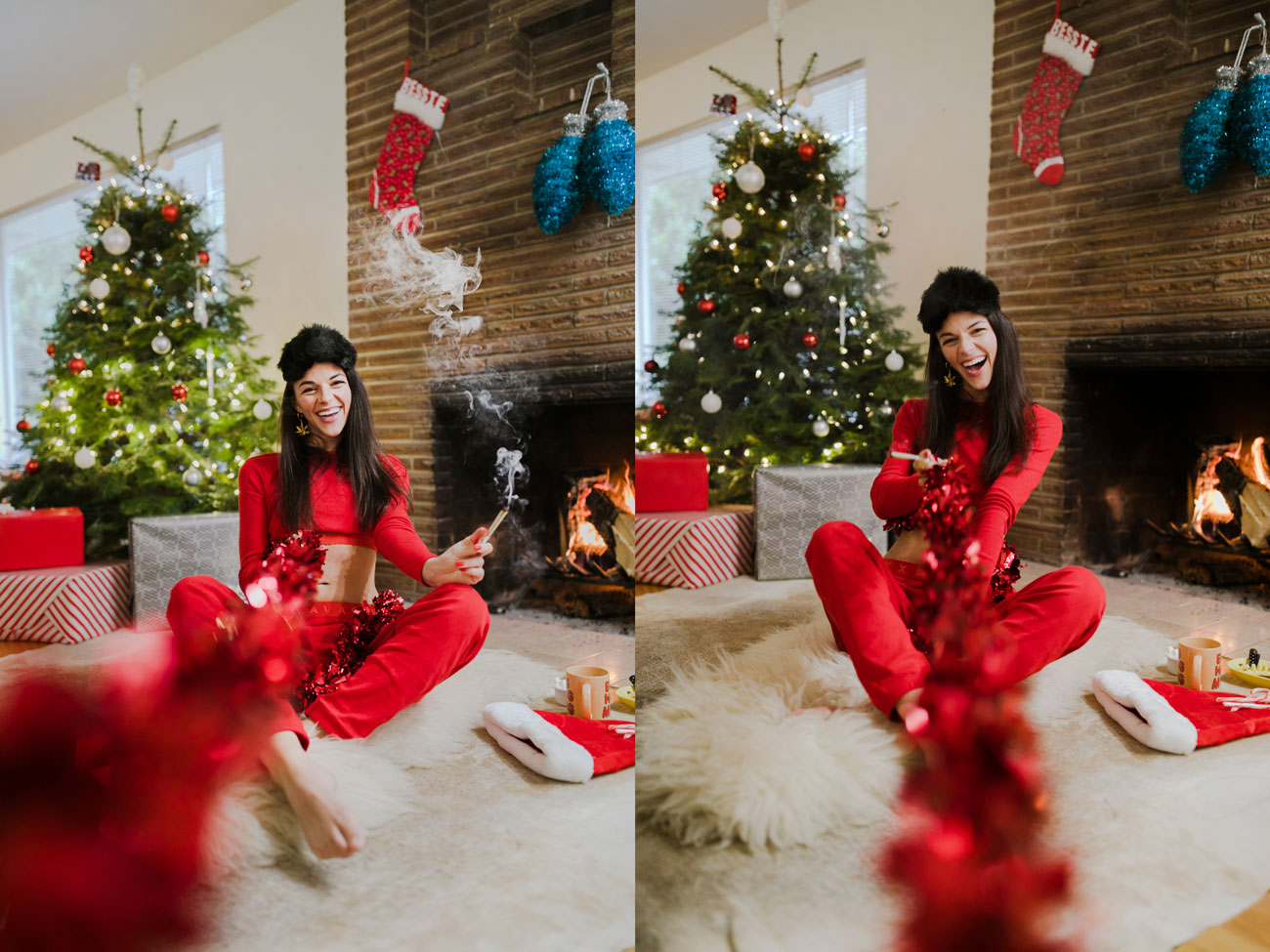 savage x fenty cannabis christmas photos