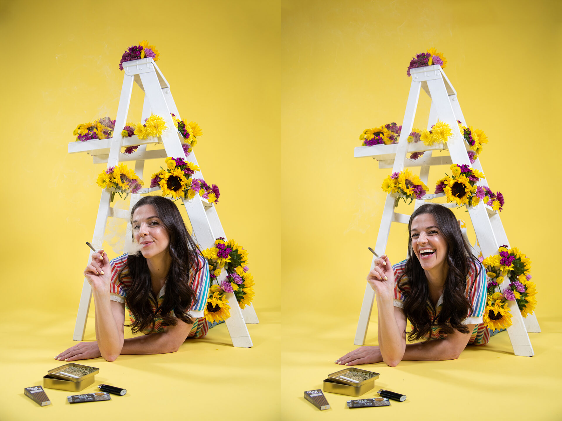 Yellow studio photo shoot