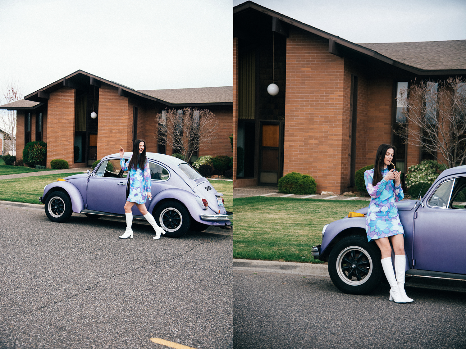 Smoking Budmaster with a vintage VW bug